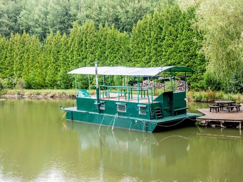 Idyllic Lakeside Cottage Docked boat in Wallonia, Belgium
