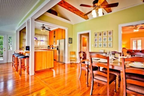 Kitchen off the indoor dining area.