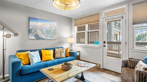 Living area with a sleeper sofa.