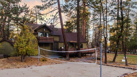Enjoy a game of volleyball in the spacious backyard.