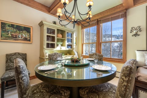 Grand dining area with a view.