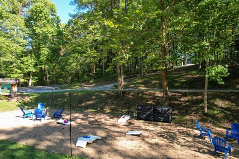 Fire pit and game area, shared between all 4 Dudley cabins.