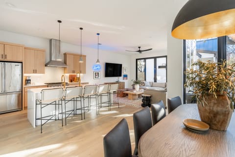 Spacious kitchen and dining area.