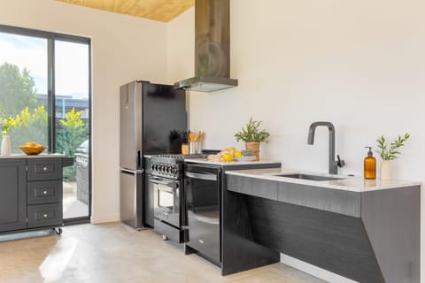 Modern kitchen with a gas range.