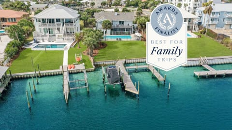 Backyard, pool, patio, and upper deck.