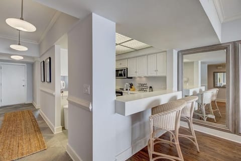 Breakfast bar and kitchen.