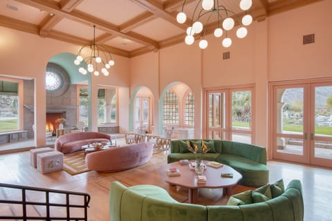 Vibrant lounge spaces.