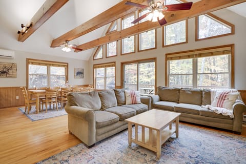A living room bathed in natural light.