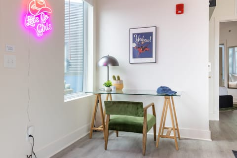 Chic dedicated workspace in the secondary lounge area.