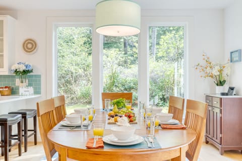 Sun-drenched dining area perfect for 6.