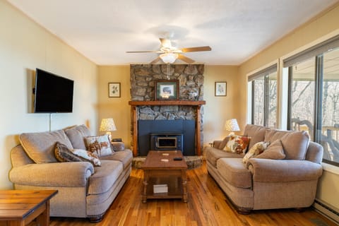 Cozy living room vibes. (Please note the living room fireplace is not functional.)