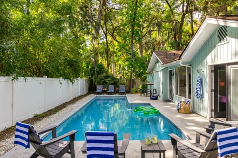 Backyard pool and lush landscaping – your private oasis.