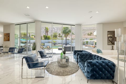 Step into a world of elegance in the airy living room.