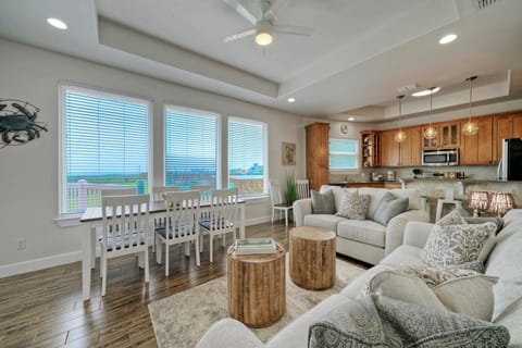 Bright living area features an open floor plan.