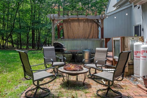 Stay warm around the fire pit.