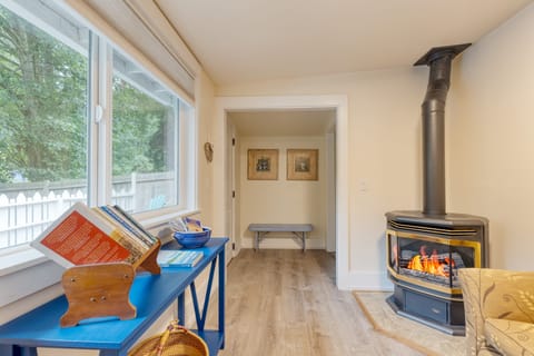 Cozy up by the fire.