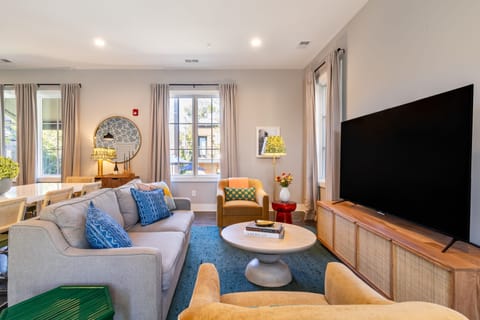 Carpeted living space for a cozier vibe.