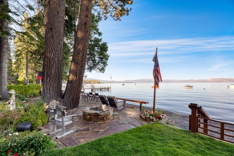 Fireplace and seating area in Bedroom 1.