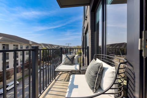 Balcony with seating.