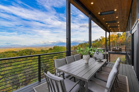 Patio with loungers.