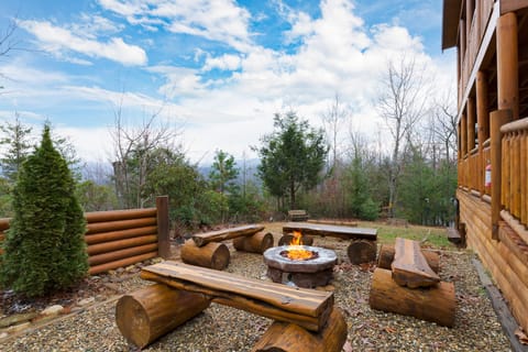 Stay warm by the firepit.