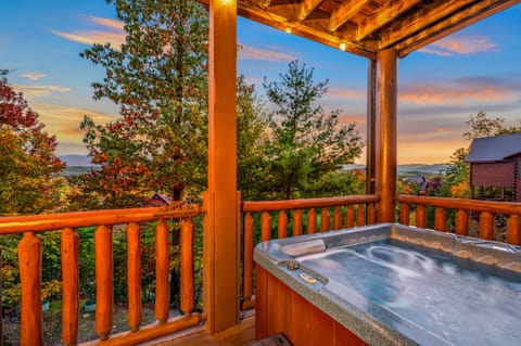 Hot tub with mountain views. (A View For All Seasons)