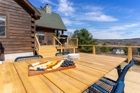 Outdoor dining table with incredible views.