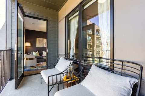 Morning coffee on the balcony.