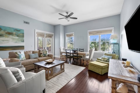Comfortable seating with large windows and beautiful views.
