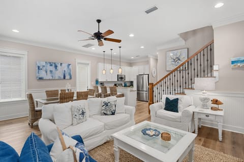 Bright and airy living space.