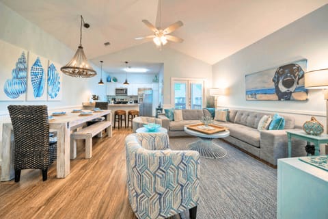 Open concept of dining & living space. (Tipsy Starfish)