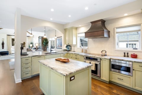 Modern kitchen with a center island.