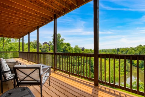 Take in stunning views of the river from the balcony.