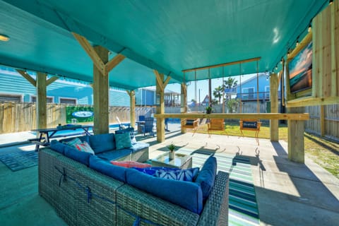 Poolside tranquility with a swing (Boards N Bikinis)