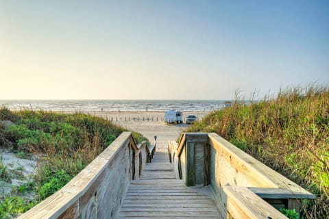 Beach boardwalk just steps away for convenient beach access.