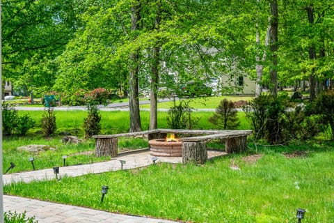 Stay warm by the fireplace.