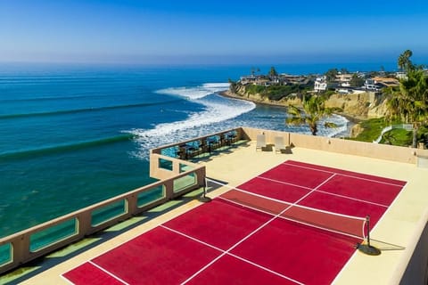 Rooftop pickleball court.