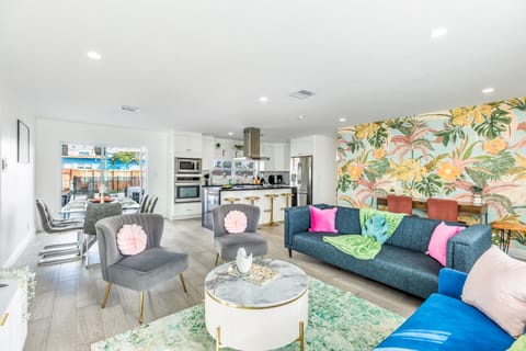 Open-concept living room and kitchen.