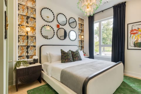 Sleek, modern kitchen with barstool seating.