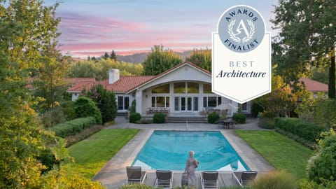 Full aerial of home and vineyard.