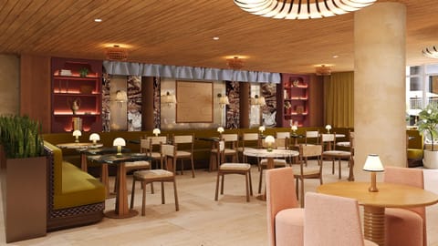 Restaurant and bar led by local culinary talent offers a modern interior and spacious area.