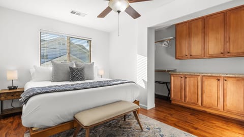 The Primary bedroom features a King bed, a closet, and a TV.