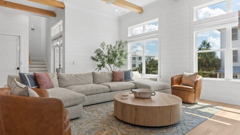 Sectional couch in the living room.