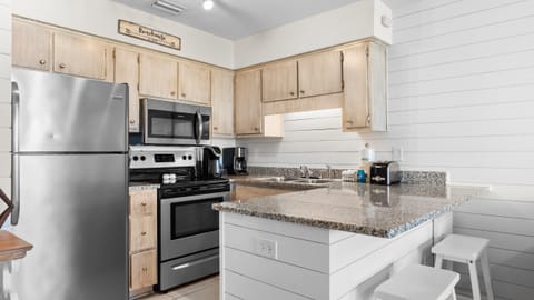 Kitchen stocked with essentials.