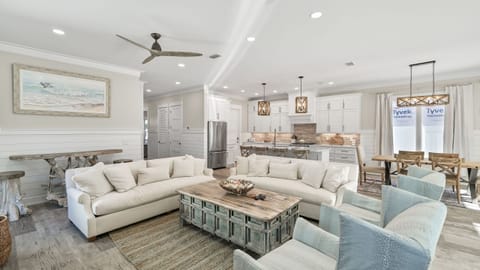 Living and kitchen area view.