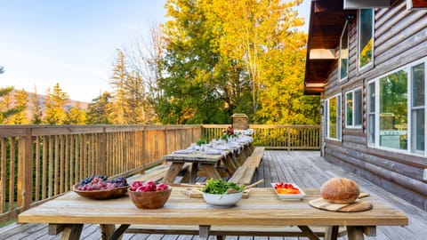 Ample picnic tables provide outdoor dining space for your group.