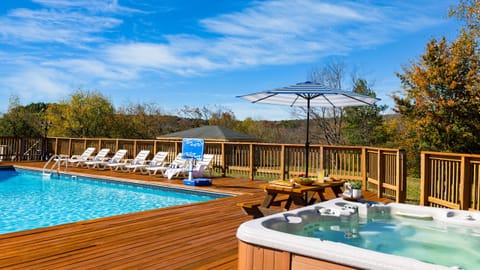 Soak away the stress in the inviting hot tub.