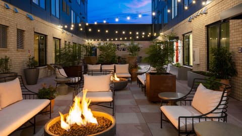 Fire pit area with seating.