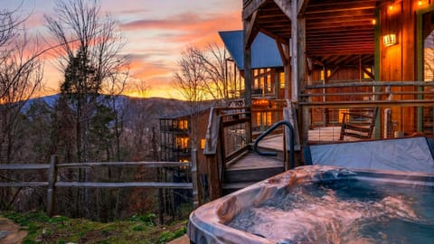 Private hot tub with sunset views for the perfect Smoky Mountain soak. (Aspen Lodge)
