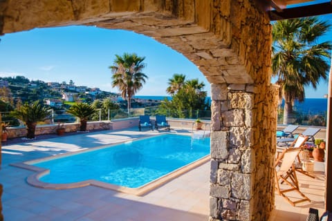 Patio, Day, Natural landscape, Pool view, Sea view, Swimming pool, sunbed
